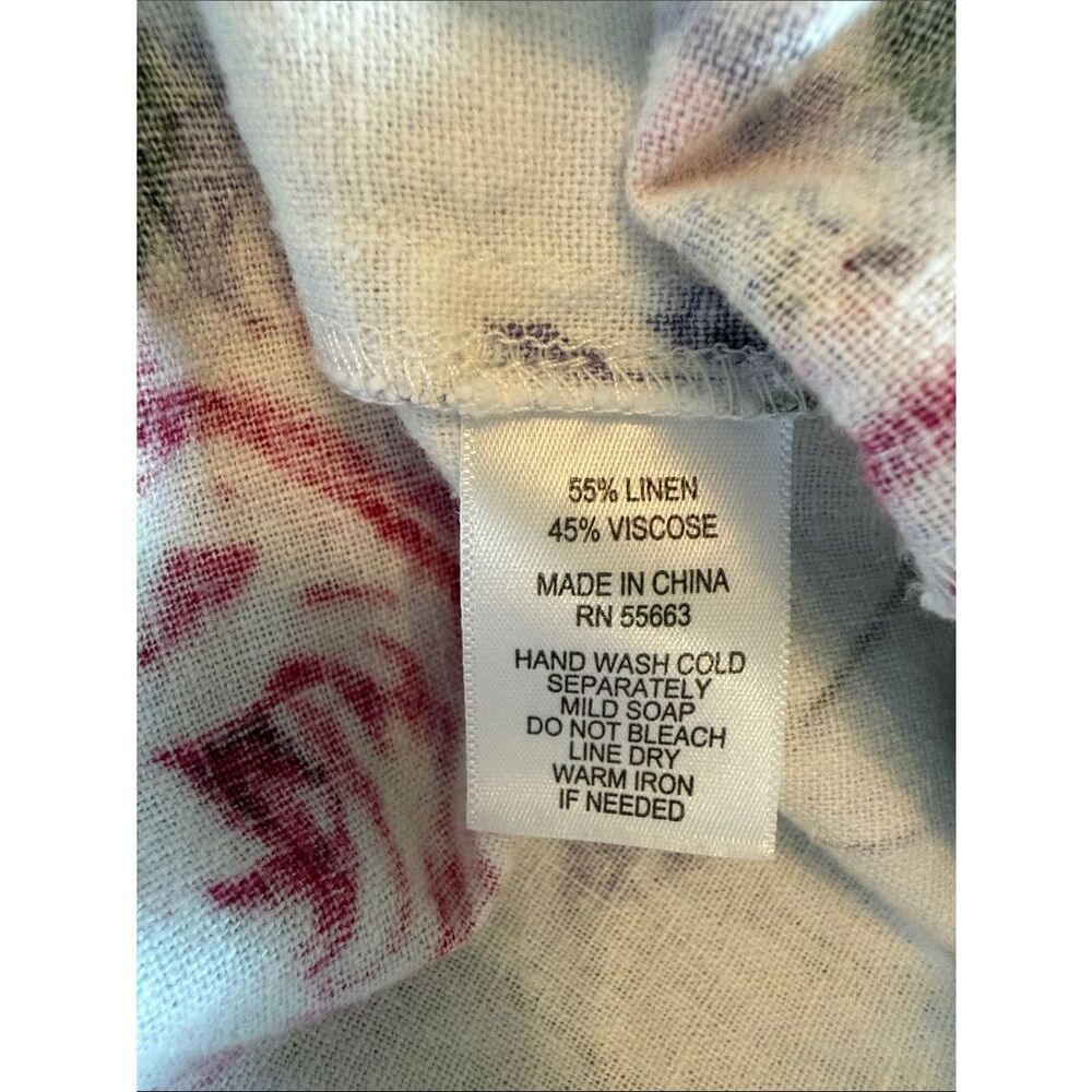 Jones New York White Denim Jacket with Linen blends Pink & Purple Floral Print M - Picture 6 of 9